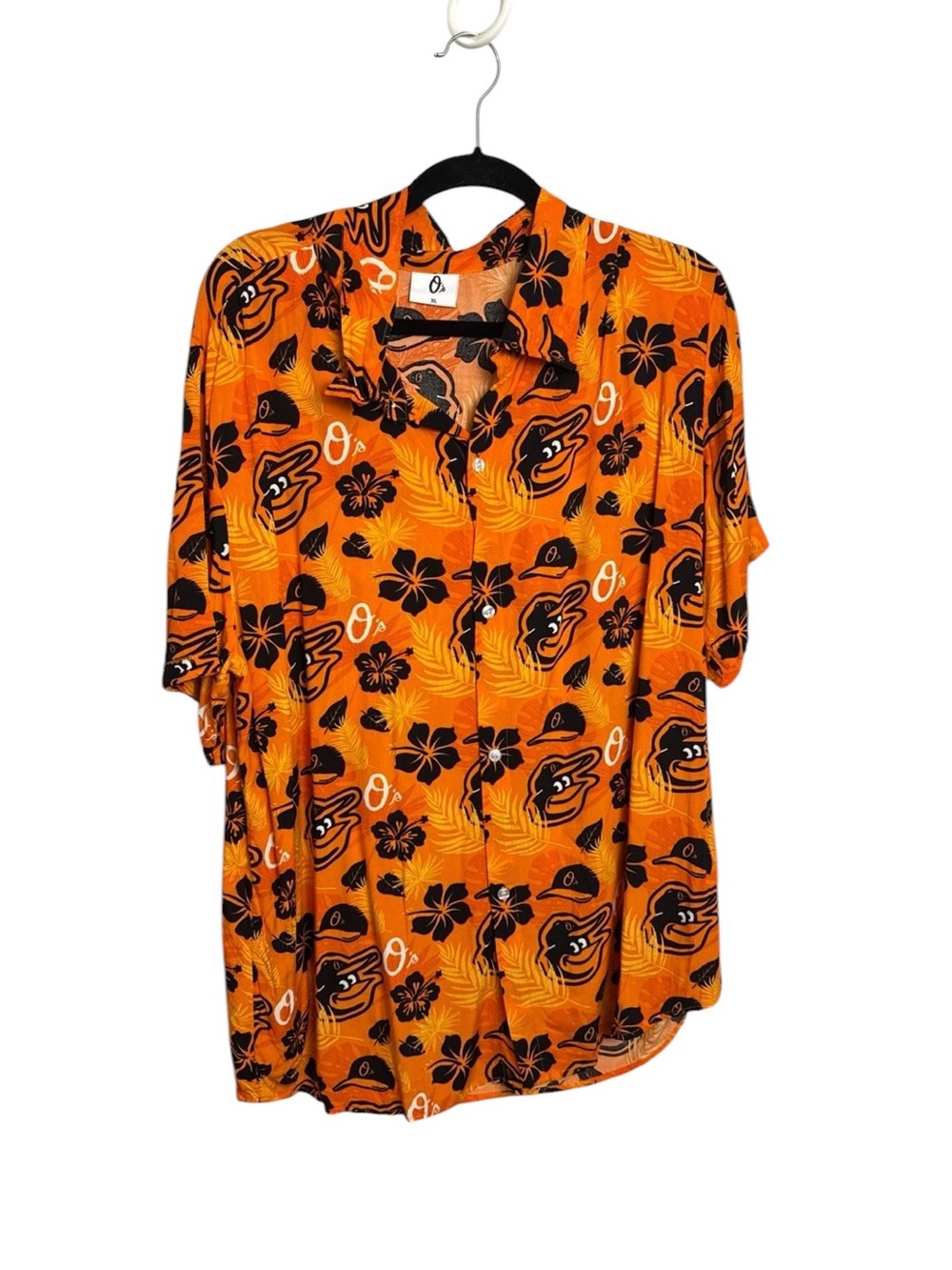 Baltimore Oriole's collection XL orange Hawaiian print casual button down retro